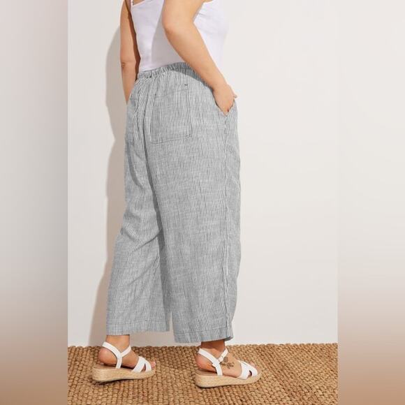 Coldwater Creek Pant 100% Linen Pull-On Stripe Blue and White Pants 1X - Picture 1 of 6